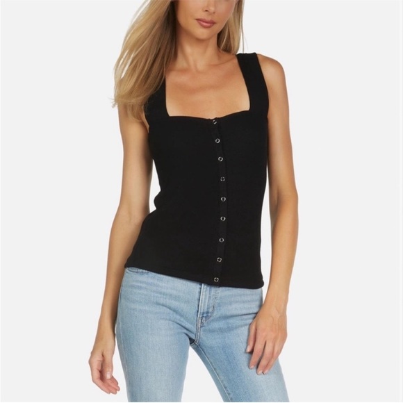 Michael Lauren Bosco Snap Front Tank in Black - Picture 2 of 9